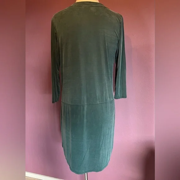 🍀Anthropologie Dolan V-Neck 3/4 Sleeve Green Soft Dress w Pockets 👗 - Picture 3 of 5